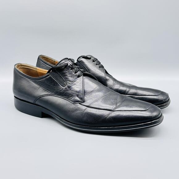 Bruno Magli Shoes Mens 12 Black Leather Oxford Slip On Lace Up Formal Dress main image 8
